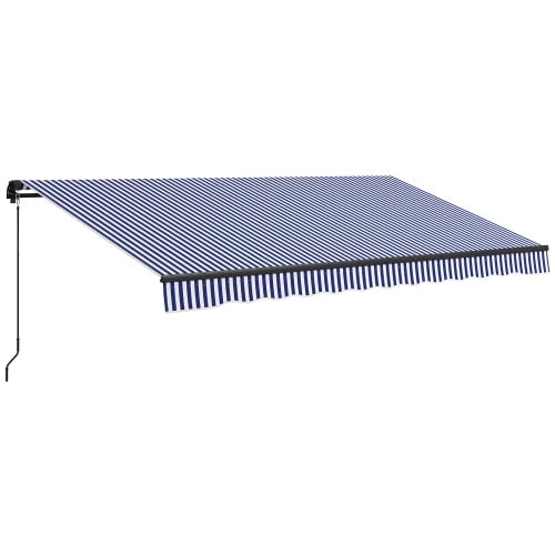 Markiser, 4x3m, Justerbar vinkel 45°-85°, Håndsvingbetjening, Vandafvisende materiale, Letvægts aluminiumsramme