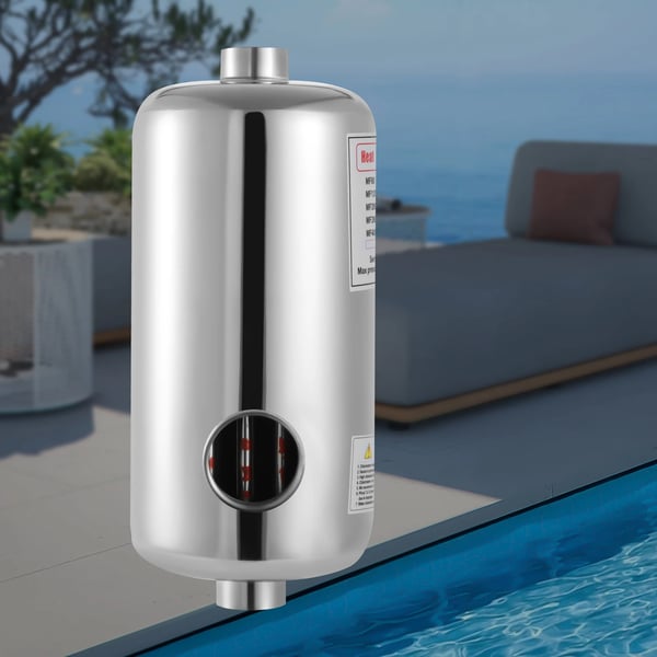 Rustfrit Stål Swimmingpool Varmeveksler, 28kW Effekt, 150L/40gal/min Flow Rate,sølv
