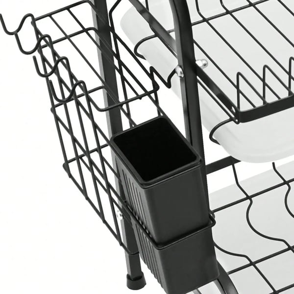 Opvaskestativ, 2-niveau design, bordpladeorganisator,2-lags, sort