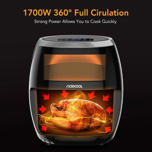 Air Fryer Ovn, 1800 Watt, 8L Kapacitet, 220-240V Spænding, Dimensioner 39x31x30 cm, Alsidige Madlavningsmuligheder