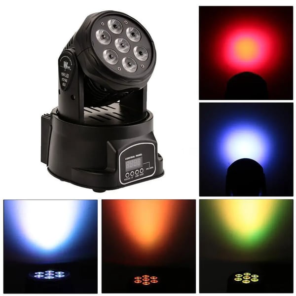 LED Vaskelys, 7x12W, RGBW, 12/16 DMX Kanaler, AC Strømkilde, Luminous Flux 2000-82000