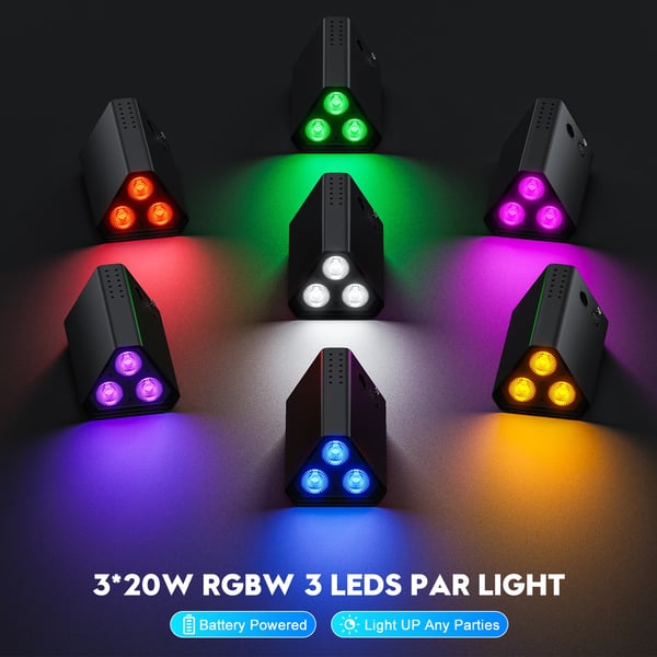 LED Par Lygter, Kompakt Design, Flere Kontrolmuligheder,EU Stik, 4Stk