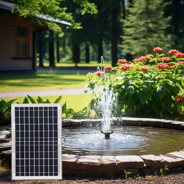 Solbrønd Pumpe, 10W Solpanel, Maksimal Vandhøjde 200 cm, Maksimal Flow Rate 1000 L/h, Børsteløs Pumpe Indgang DC 6-24V, Nettovægt 1,36 kg