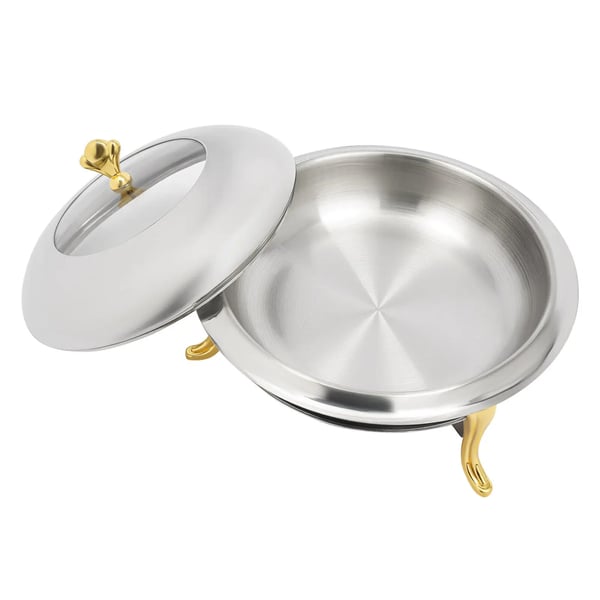 Rund Chafing Dish, Rustfrit Stål, 28 cm Indvendig Diameter, 3L Kapacitet,Sølv