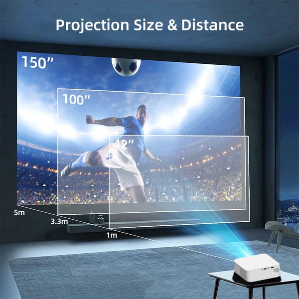 Projektor, 1080P opløsning, stor skærmprojektion,L9W