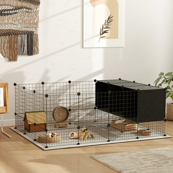 Kæledyrsgitter, Justerbart Design, Holdbar Metal Konstruktion,sort, 140X105X52 cm