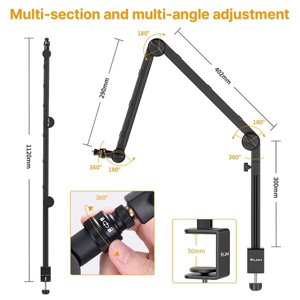 Mikrofon Boom Arm Stativ, Justerbar Højde, Robust Design, Alsidig Kompatibilitet,LS24