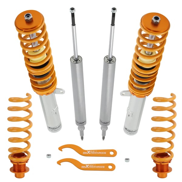 Coilover affjedringskit, justerbar køre højde, ikke-justerbar dæmper, 6061 aluminium materiale, vare længde 56 cm, vare vægt 28 kg