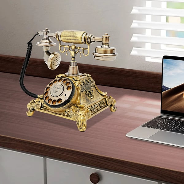 Roterende Telefon, Vintage Stil, Støjdæmpende Funktion,Bronze