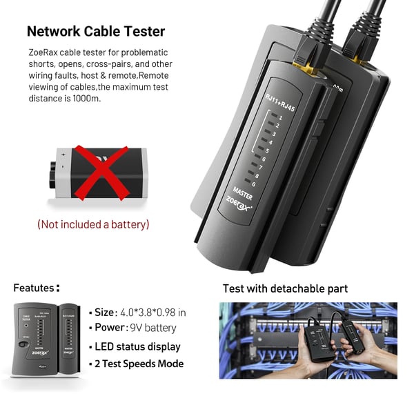 ZoeRax Netværk Værktøjssæt, Multifunktionelle Crimpetang, Kabeltester,Cat6 Kit