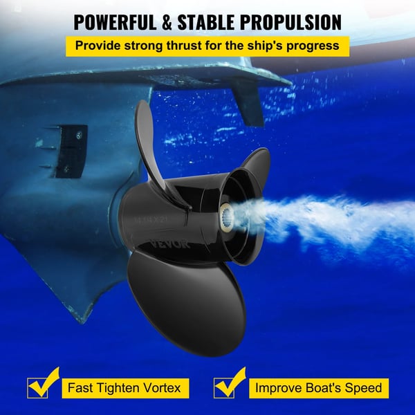 Udenbord Propeller, 21 tommer Pitch, 3 Blade, 19 Tand Splines, Højrehånds Rotation