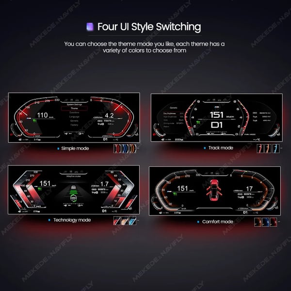 Digitalt Dashboard Cluster, Kompatibilitet med BMW 3 4 Serie F30 F31 GT-F34 F32 F33 F36 2013-2019, 12,3 Tommer Skærm, Speedometer Visning,BM003-OM-26
