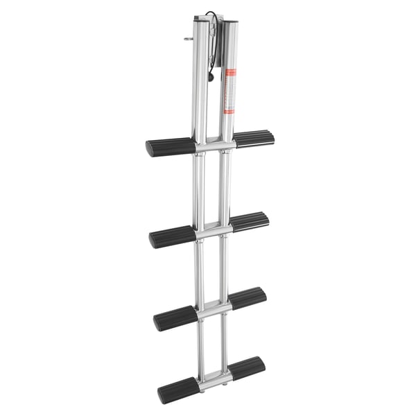 Teleskopstige, 4 trin, 408 kg belastningsevne, rustfrit stål, foldbart design, kompakt størrelse