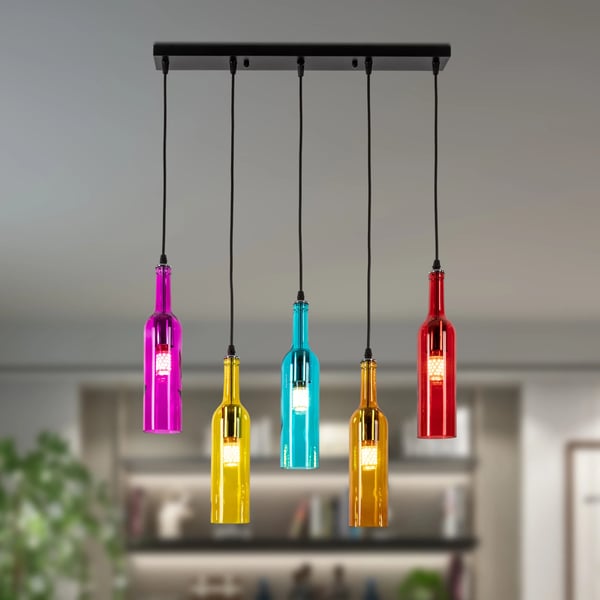 Kronleuchter, Vinflaske Design, Justerbar Højde,MULTI