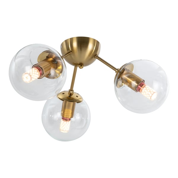 Loftlampe, Guld Finish, Tre Pære Design,Gul