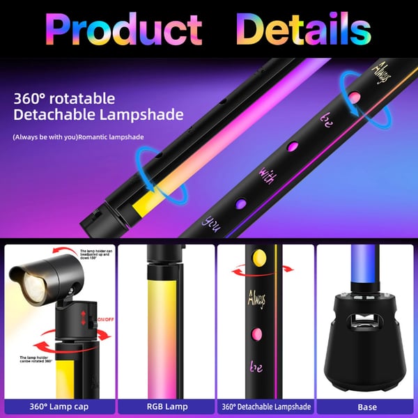 LED Nattelys Strip, Musik Synkronisering, Bluetooth Kontrol,2PCS