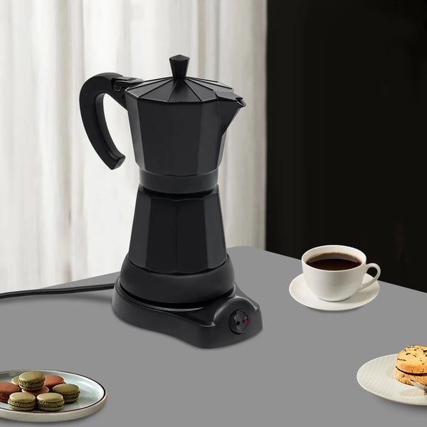Elektrisk Moka Kande, 300ml Kapacitet, 480W Effekt,sort