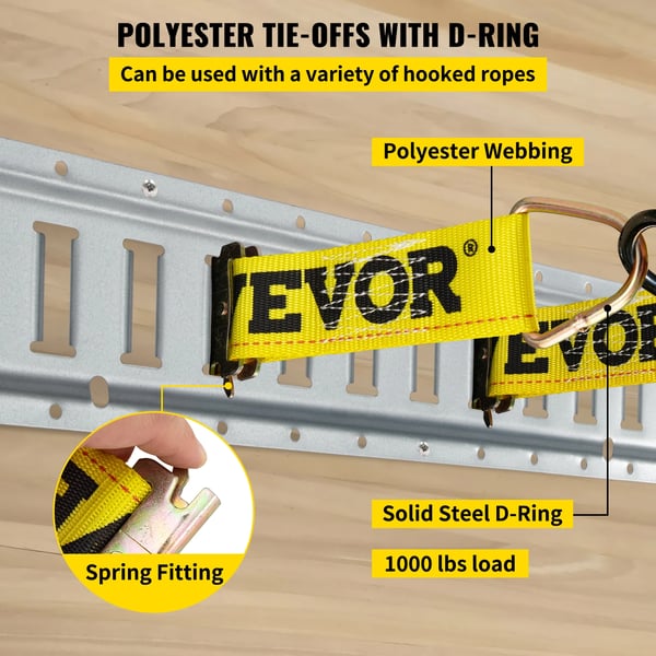 E-Track Fastgøringssystem, 5 ft Skinne Længde, 1800 lbs Belastningskapacitet, 5400 lbs Brudstyrke,5ft