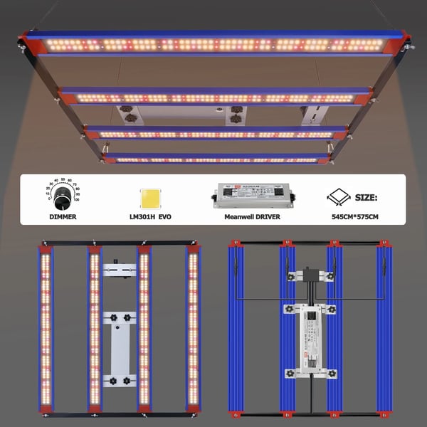 LED Vækstlys, Fuldspektrum 240W, Justerbar Knap Dæmper,240W, LM301H EVO, EU