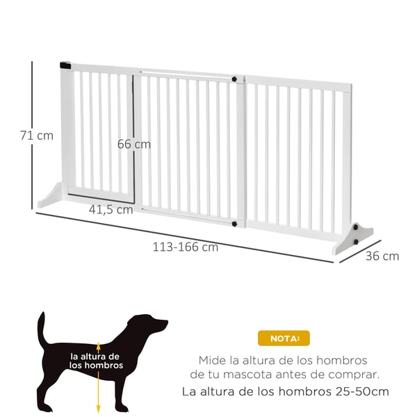 Hundsäkerhetsbarriär, Justerbar Bredd, Robust Konstruktion,Vit, 166x36x71 cm