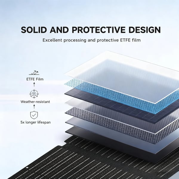 Solpanel, Fällbar Design, Vattentät Konstruktion,100W