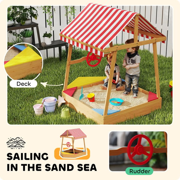 Sandkasse, Båddesign, Vejrbestandig,Naturligt Træ