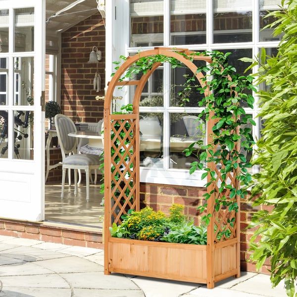Trellis Plantekasse, Fyrretræ Konstruktion, Egnet til Klatreplanter,Naturligt Træ, 83X36X152Cm