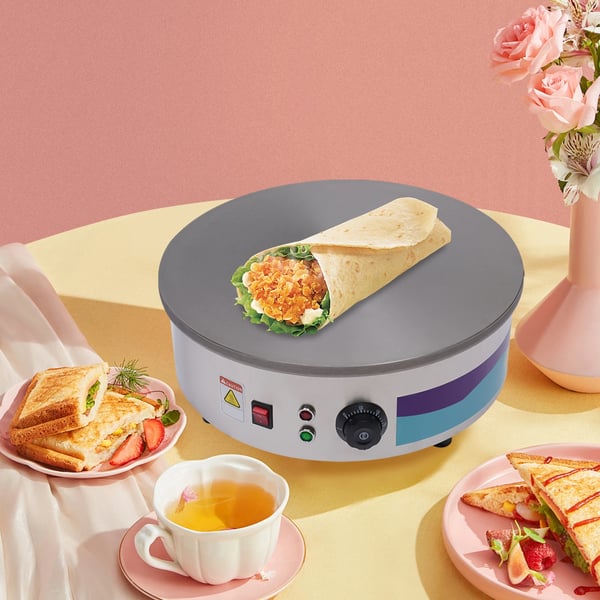 Crepe Maker, 3000W Effekt, 50-300℃ Temperaturinterval, Støbejernsmateriale, Bordmontering, 45cm Diameter
