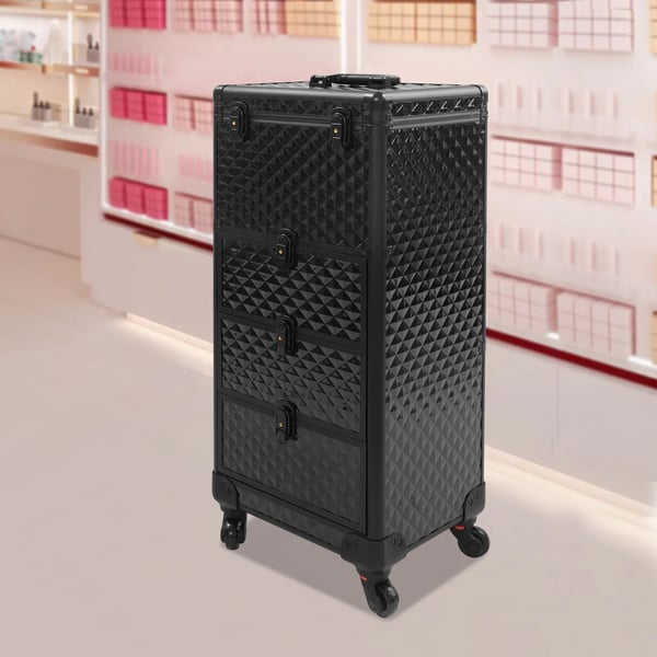 Makeupvagn, Rullande design, Multifunktionell förvaring,Svart