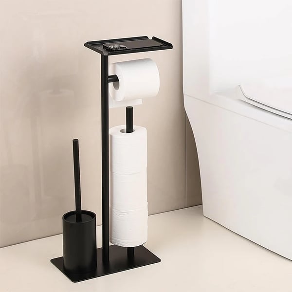 Toiletpapirholder, Rustfrit Stål, Fritstående Design,sort