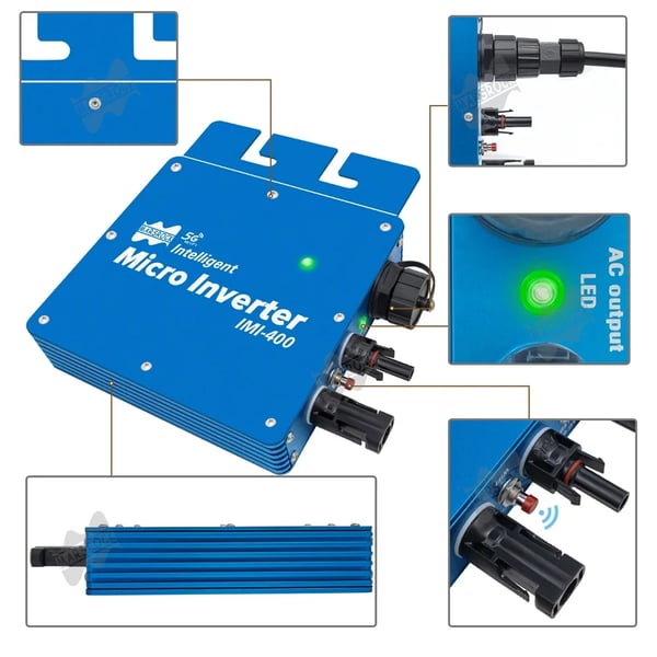 Aurinkomikroinvertteri, 400W Teho, WiFi-valvonta,400W, AC 220V, DC 22-50V