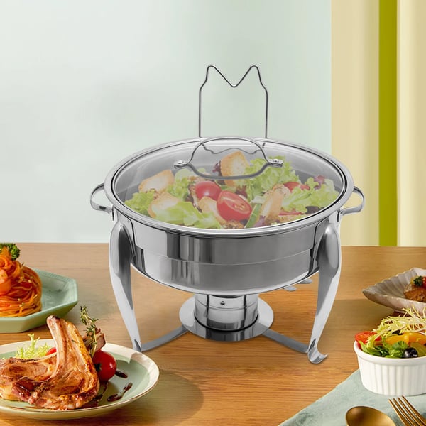Chafing Dish, Buffetvarmer, Rustfrit Stål Konstruktion,Lys Grå