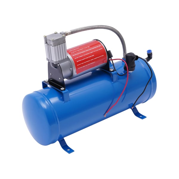 Luftkompressor, 12V, 1,6 gallons kapacitet, 100 Psi maks. tryk, 3,8 m slangelængde, kompakt størrelse