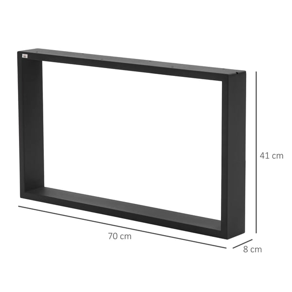 Bordben, Stålmateriale, 70 cm x 41 cm Dimensioner, Understøtter 30 kg pr. Ben, Sort Pulverlakeret Finish, Skridsikre Fødder