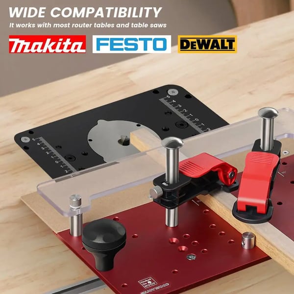 Router Tabel Skinne Kopi Sled, Præcisionsjustering, Ergonomisk Design,Rød med skala