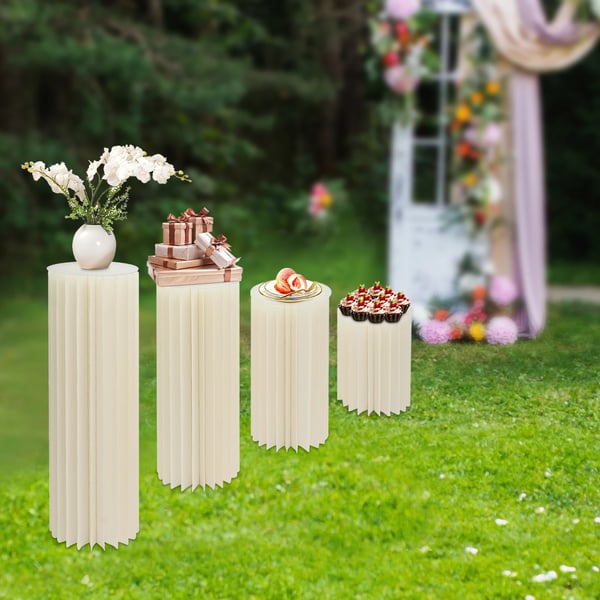 Fällbara Pappersblomställningar, Modern Design, Fristående, 4 Stycken,VIT
