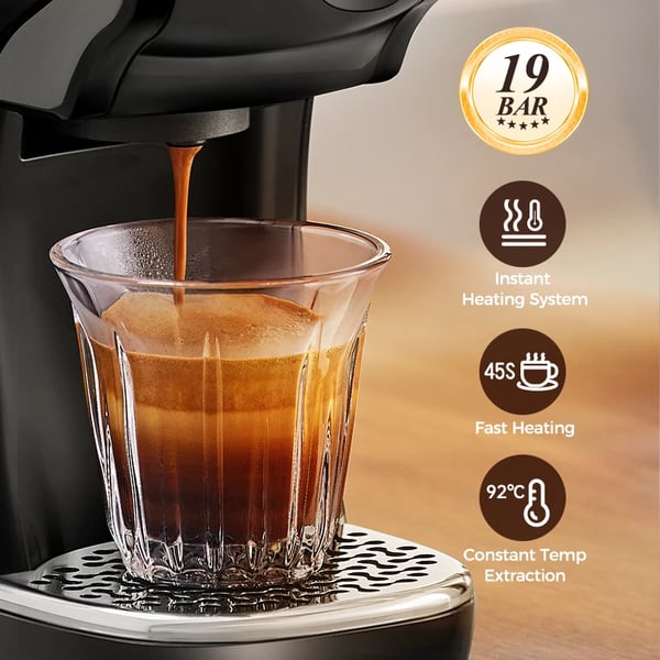 Cafelffe Kapselkaffemaskine, 19 Bar Tryk, 2 Kop Kapacitet,Sort, EU