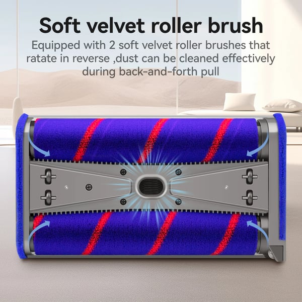 Elektrisk gulvhovede, motoriseret rullebørste, ABS-plast, LED-lys, klik-i dock