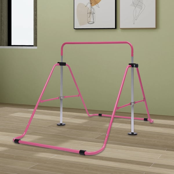 Gymnastikstang, Justerbar Højde, Stabilt Design,Lyserød