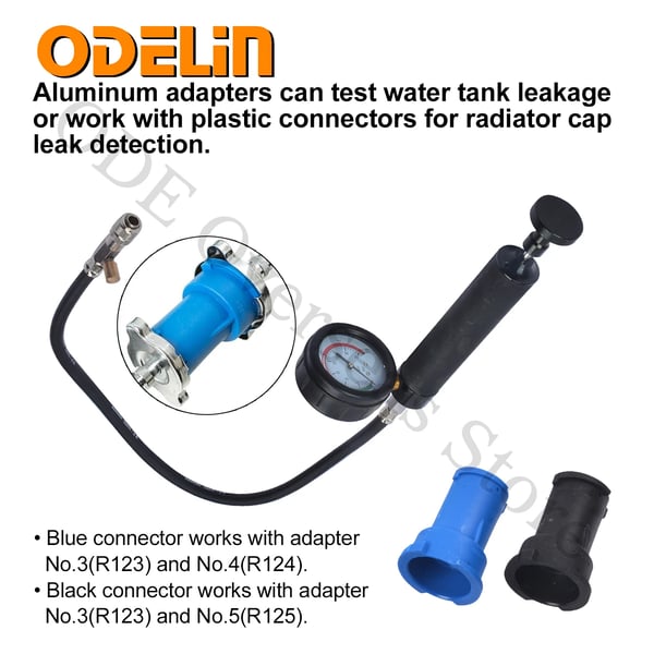 Radiatortrykprøvetester, 28 dele sæt, tryktestområde 0-35 psi, holdbar plastik, vægt 6,5 kg