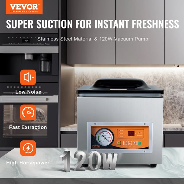 Chamber Vacuum Sealer, 260W Effekt, 10,2 tommer Forseglingslængde, -100KPa Vakuum,DZ-260S