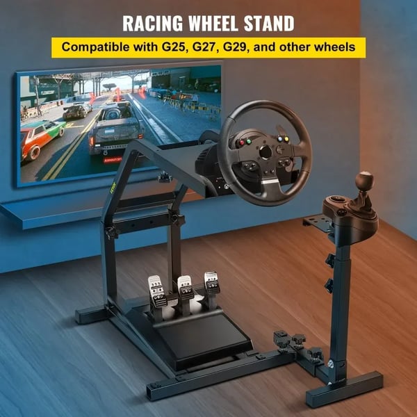 VEVOR Racing Wheel Stand, Justerbar højde 22,4"-28,5", Kompatibel med Logitech og Fanatec hjul, Robust konstruktion i kulstofstål