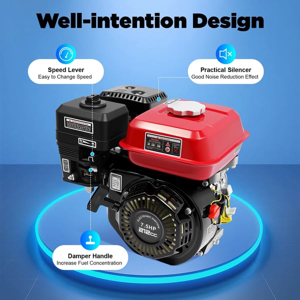 Kaasu moottori, 7,5 hv, nelitahtinen,Punainen