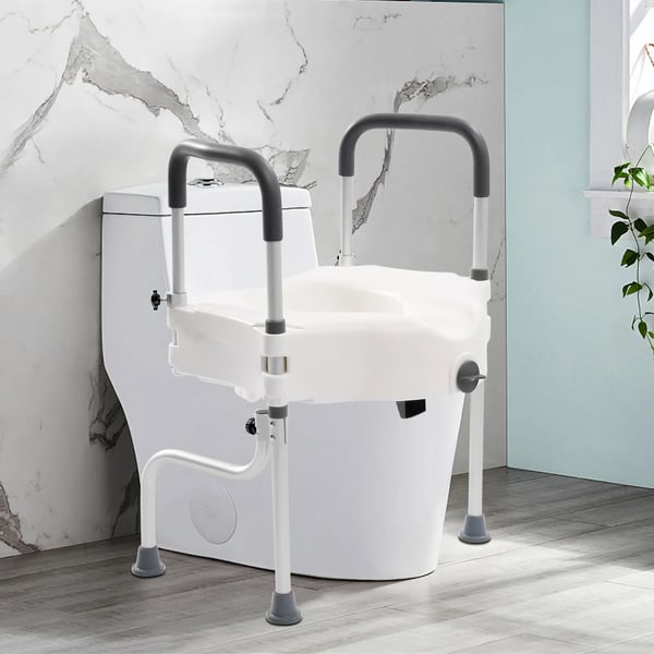 Toiletforhøger, justerbar højde, kompakt design, understøtter op til 300 lbs, nem installation