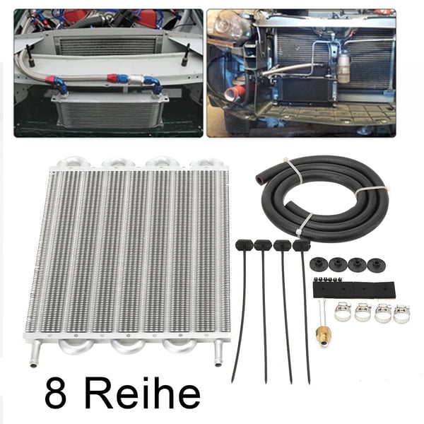 Transmission Oil Cooler, Aluminiumlegering, Størrelse 254 x 300 x 20 mm, Silikoneslange 8,5 x 1500 mm, Universel Kompatibilitet, Fuld Installationssæt