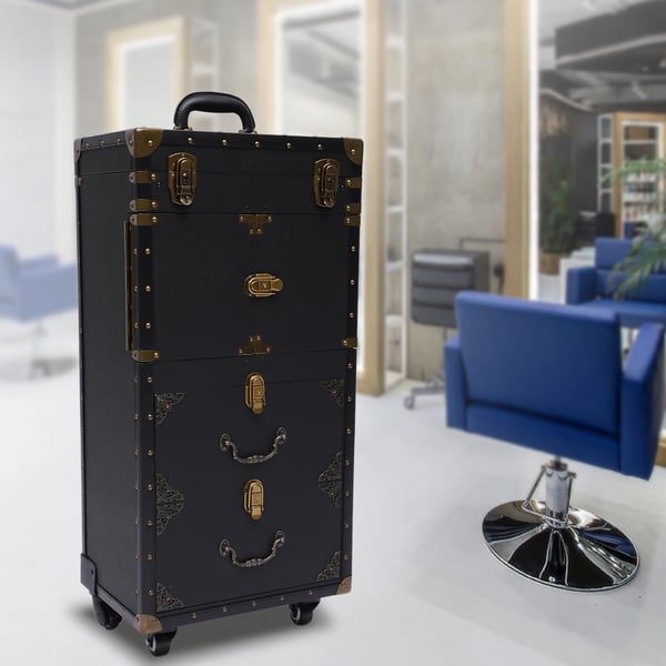 Makeup Train Case, 3-lags opbevaringsdesign, dobbelt låsesystem, letvægts og bærbar