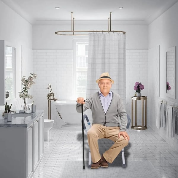 Duschstol, Höjdjusterbar, Halkfri Design,VIT