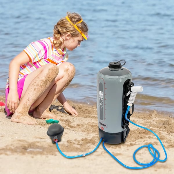 Campingdusch, 12L kapacitet, bärbart trycksystem,svart