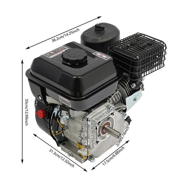 Bensiini moottori, 212CC tilavuus, 7.5HP teho,musta