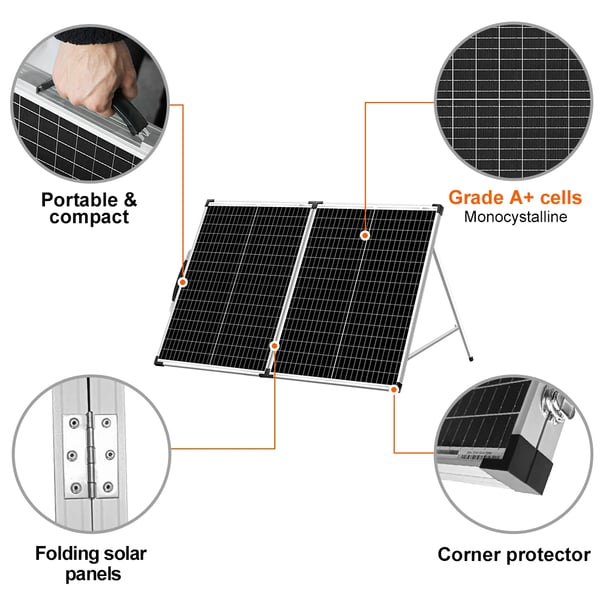 100W Solpanel, Høj Effektivitet 21,8%, Bærbart Foldbart Design,100w sæt